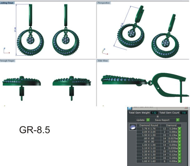 3D Jewelry Files Earring Model 3DM STL EZ BI-29