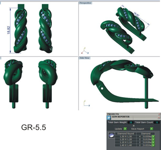 3D Jewelry Files Earring Model 3DM EZ BI-33
