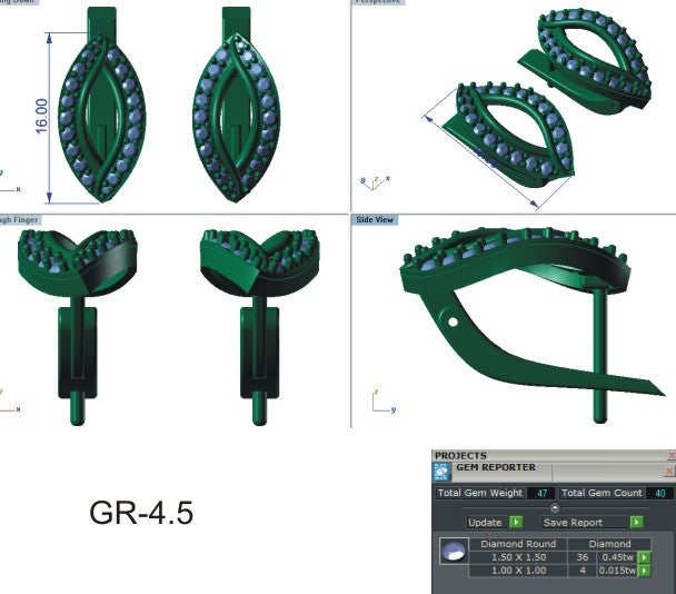 3D Jewelry Files Earring Model 3DM EZ BI-59