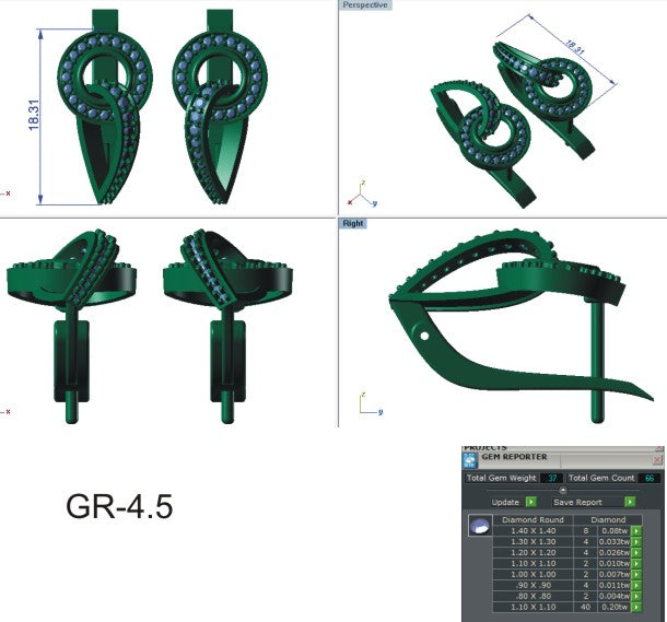 3D Jewelry Files Earring Model 3DM EZ BI-67