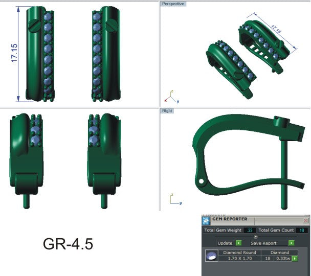 3D Jewelry Files Earring Model 3DM EZ BI-74