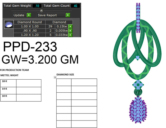 3D Jewelry Files Pendant Model 3DM STL PPD-233-DIA