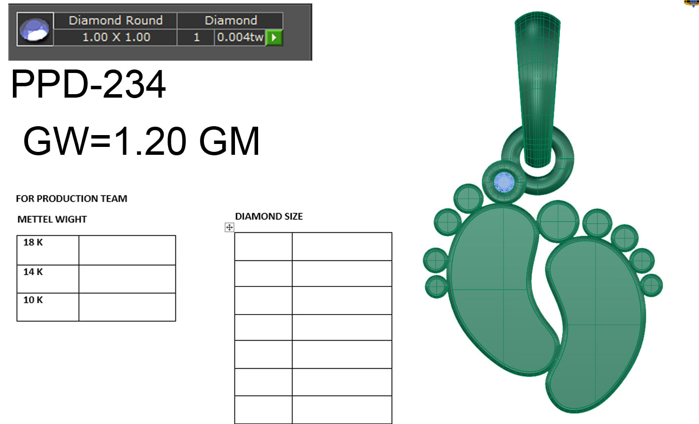 3D Jewelry Files Pendant Model 3DM STL PPD-234-DIA