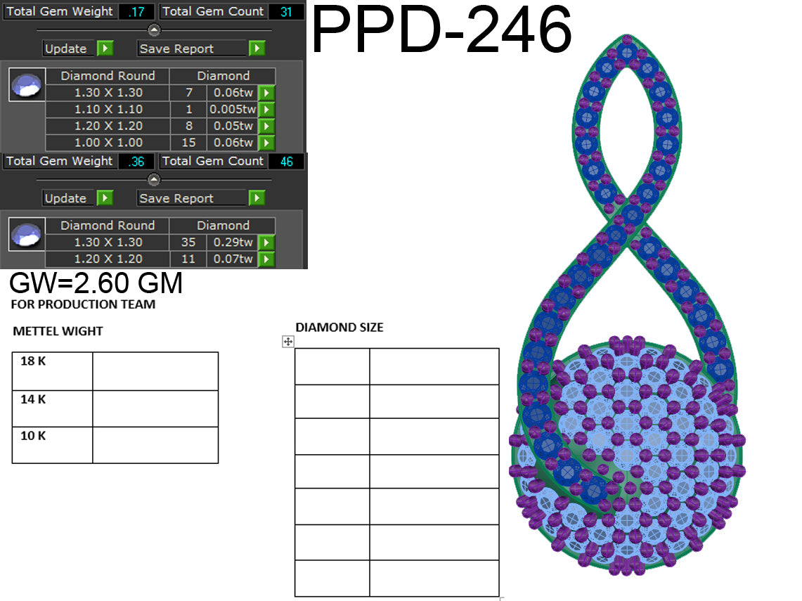 3D Jewelry Files Pendant Model 3DM STL PPD-246-DIA