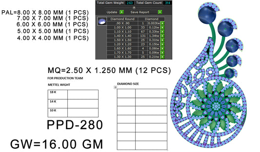 3D Jewelry Files Pendant Model 3DM STL PPD-280-DIA