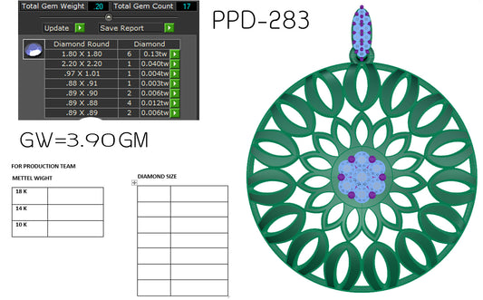 3D Jewelry Files Pendant Model 3DM STL PPD-283 DIA
