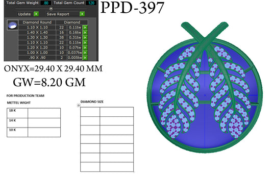 3D Jewelry Files Pendant Model 3DM STL PPD-397 DIA