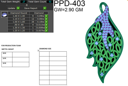 3D Jewelry Files Pendant Model 3DM STL PPD-403 DIA