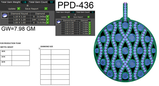 3D Jewelry Files Pendant Model 3DM STL PPD-436-DIA