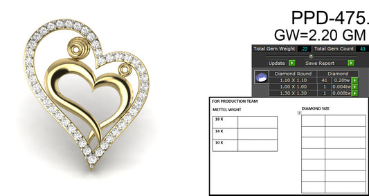 3D Jewelry Files Pendant Model 3DM STL PPD-475-DIA
