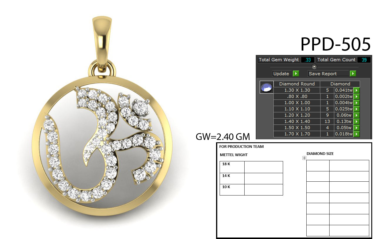 3D Jewelry Files Pendant Model 3DM STL PPD-505-DIA