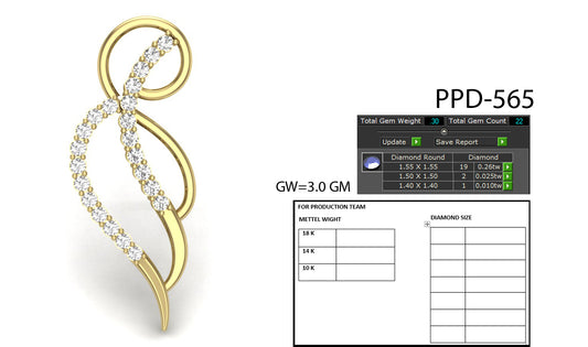 3D Jewelry Files Pendant Model 3DM STL PPD-565-DIA