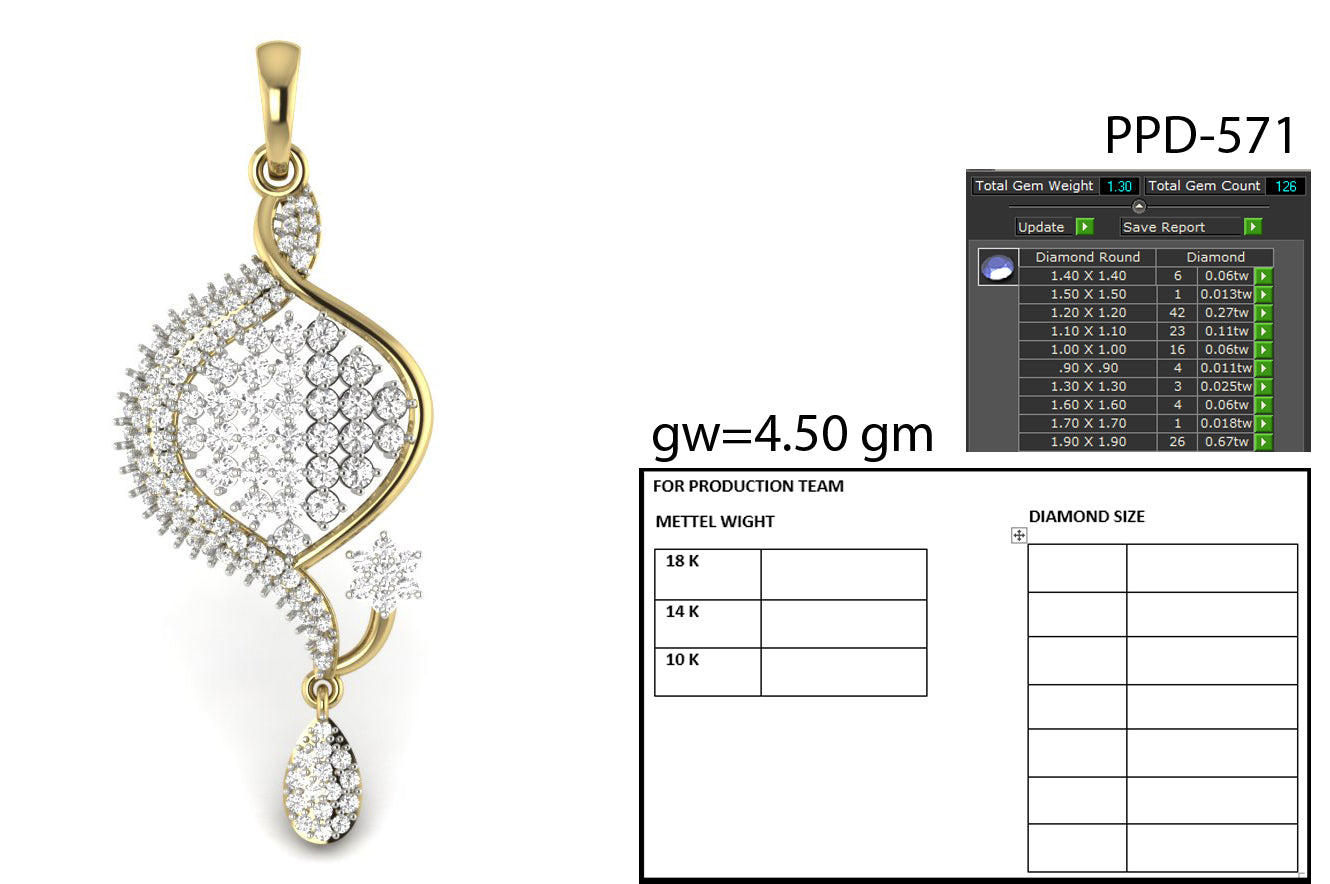 3D Jewelry Files Pendant Model 3DM STL PPD-571-DIA