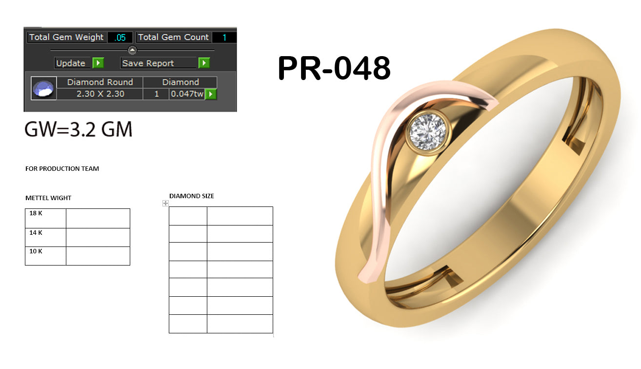 3D Jewelry Files Ring Model 3DM STL PR-048 DIA