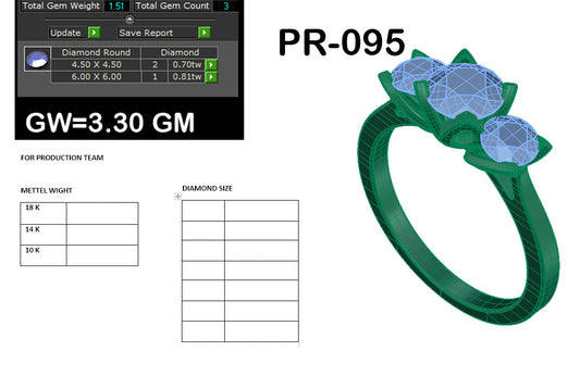 3D Jewelry Files Ring Model 3DM STL PR-095-DIA