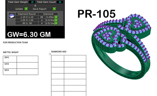 3D Jewelry Files Ring Model 3DM STL PR-105 DIA