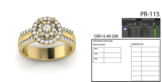 3D Jewelry Files Ring Model 3DM STL PR-115-DIA