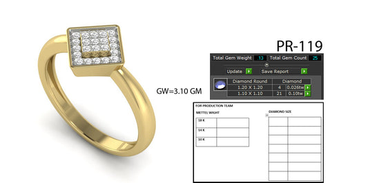 3D Jewelry Files Ring Model 3DM STL PR-119-DIA