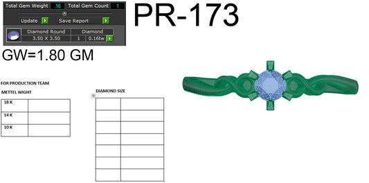 3D Jewelry Files Ring Model 3DM STL PR-173-DIA