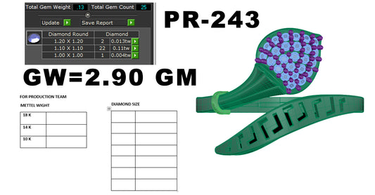 3D Jewelry Files Ring Model 3DM STL PR-243-DIA