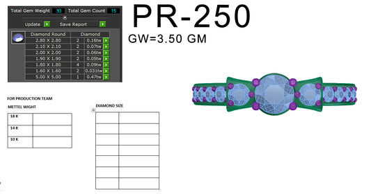3D Jewelry Files Ring Model 3DM STL PR-250-DIA