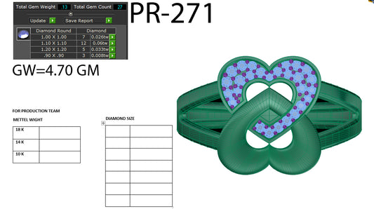 3D Jewelry Files Ring Model 3DM STL PR-271-DIA