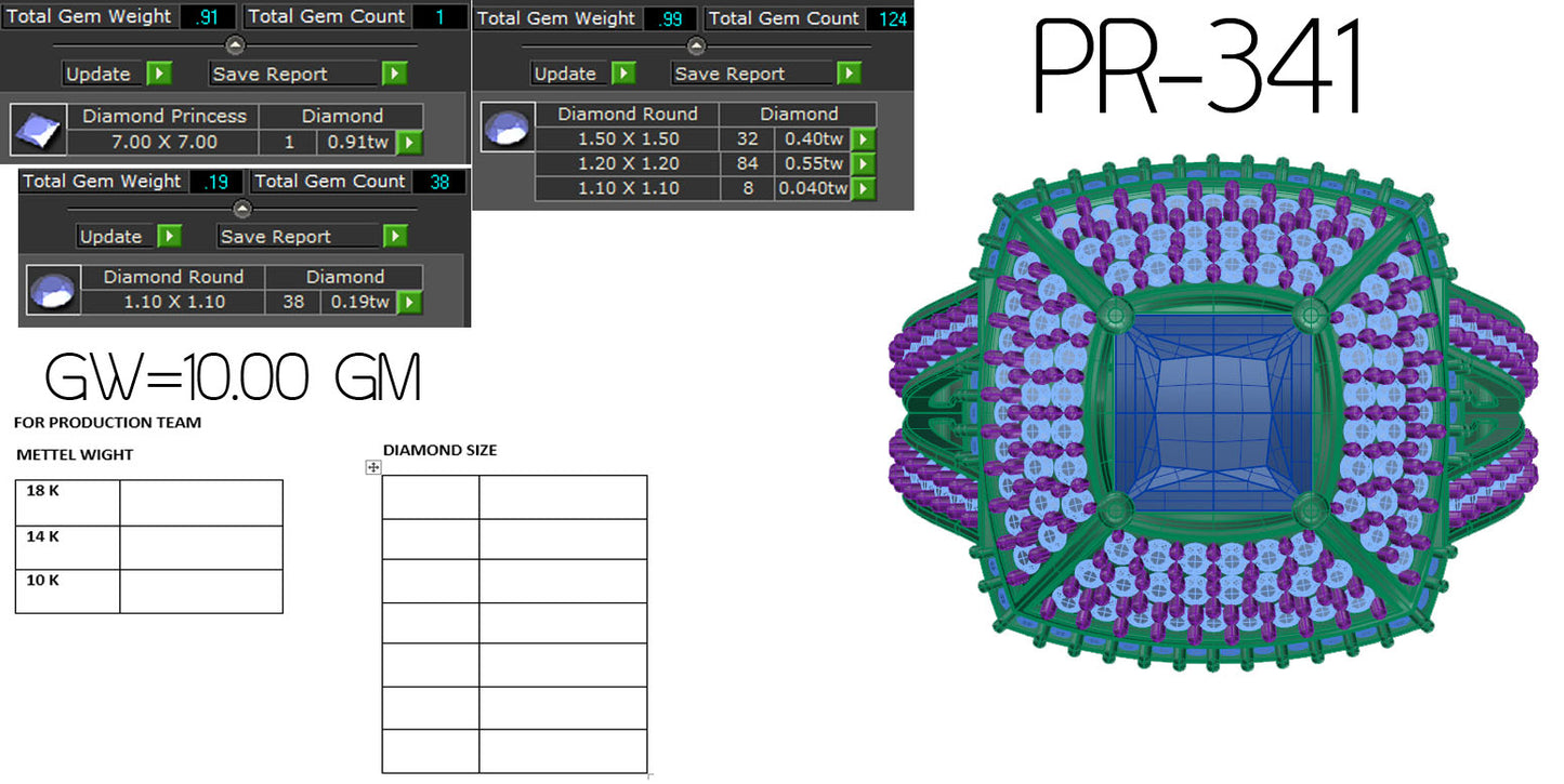 3D Jewelry Files Ring Model 3DM STL PR-341 DIA