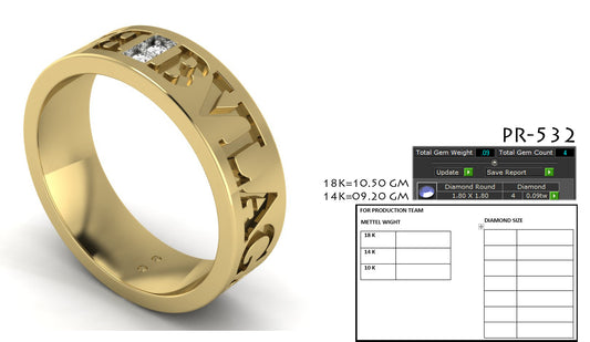 3D Jewelry Files Ring Model 3DM STL PR-532-DIA