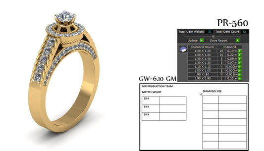 3D Jewelry Files Ring Model 3DM STL PR-560-DIA