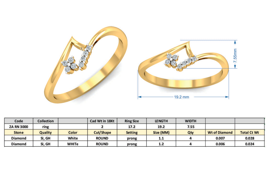 3D Jewelry Files Ring Model 3DM ZA RN 3000