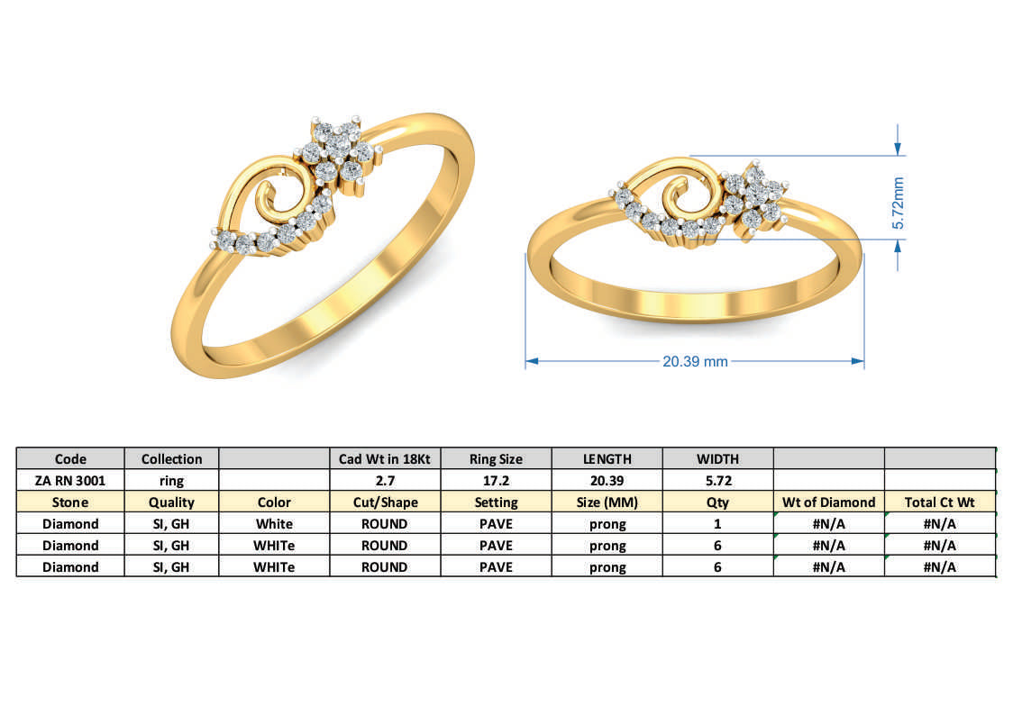 3D Jewelry Files Ring Model 3DM ZA RN 3001