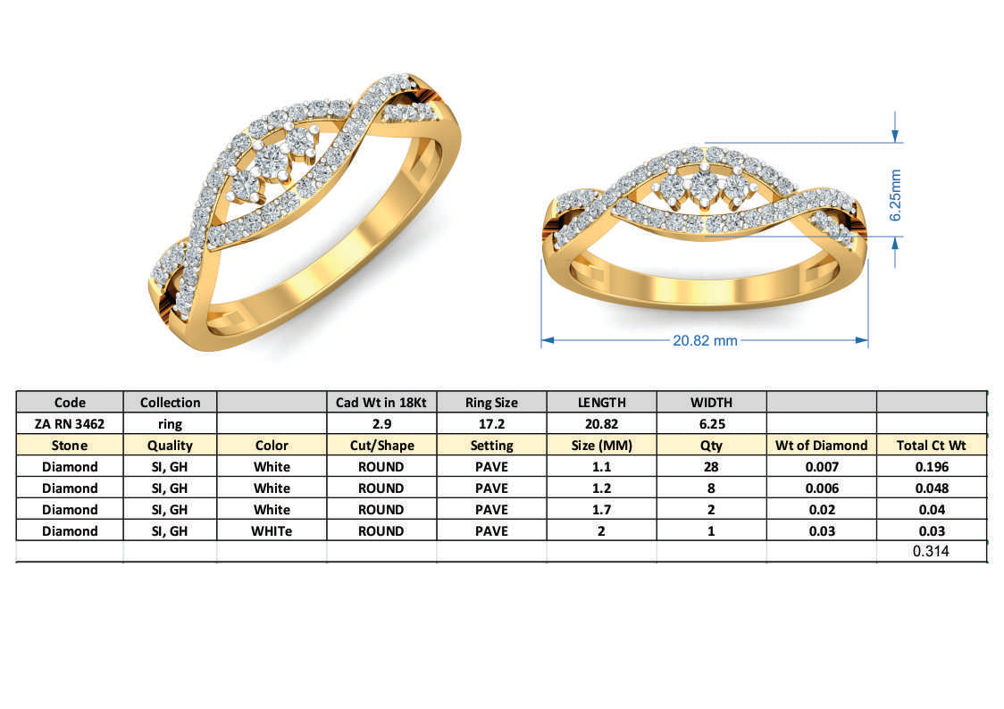 3D Jewelry Files Ring Model 3DM ZA RN 3462
