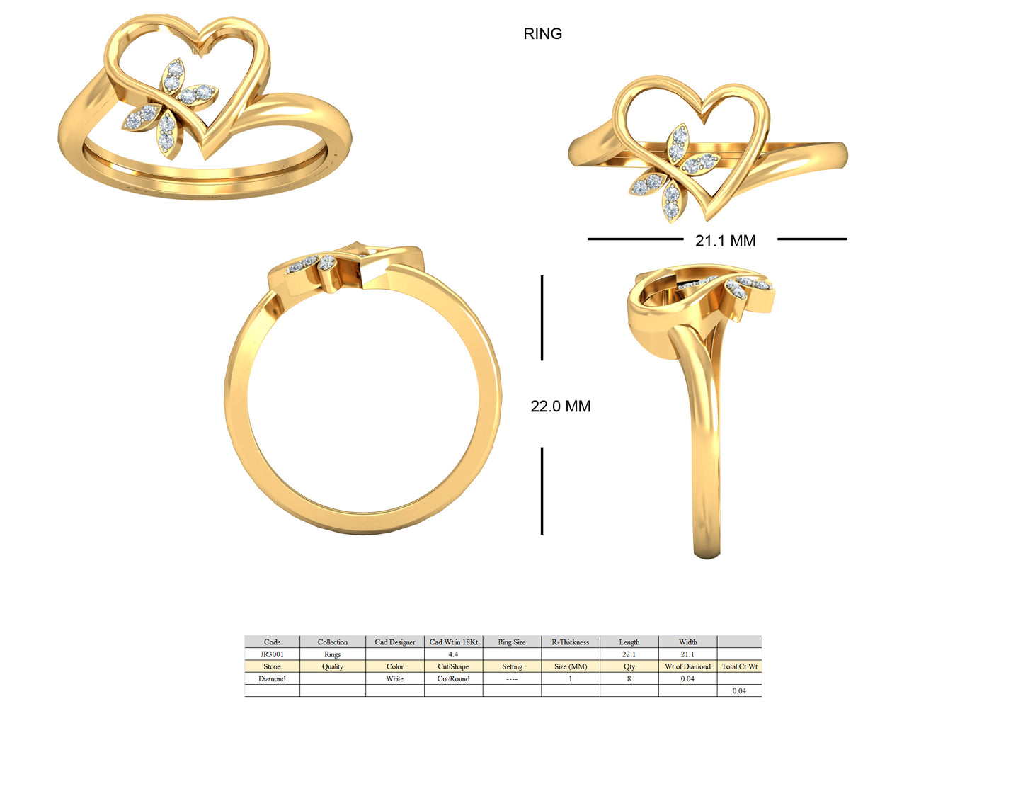 3D Jewelry Files Ring Model 3DM STL JRR3001
