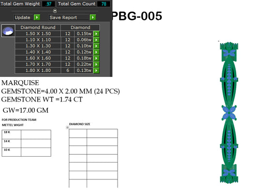 3D Jewelry Files Bracelet Model 3DM STL PBG-005 DIA