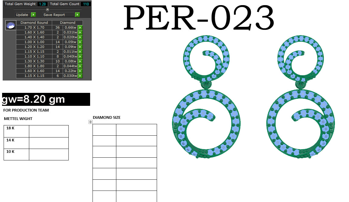 3D Jewelry Files Earring Model 3DM STL PER-023 DIA