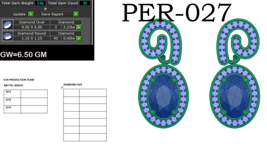 3D Jewelry Files Earring Model 3DM STL PER-027 DIA