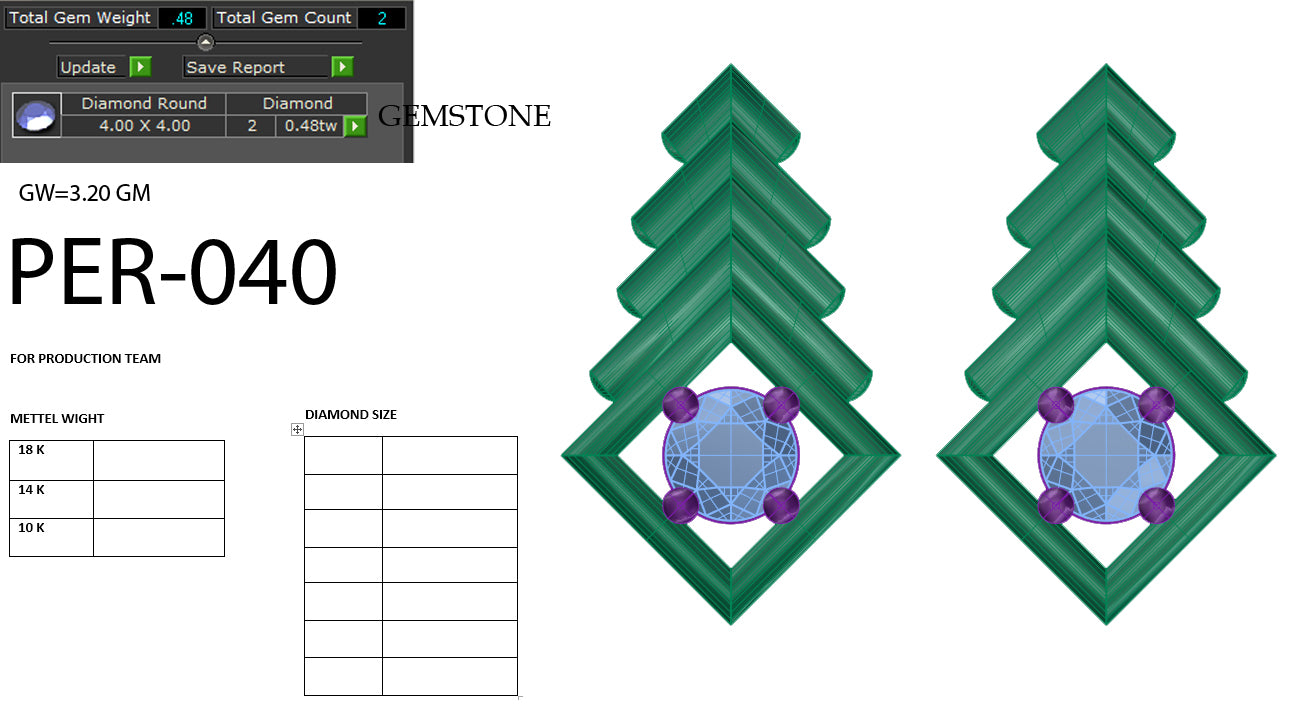 3D Jewelry Files Earring Model 3DM STL PER-040 DIA