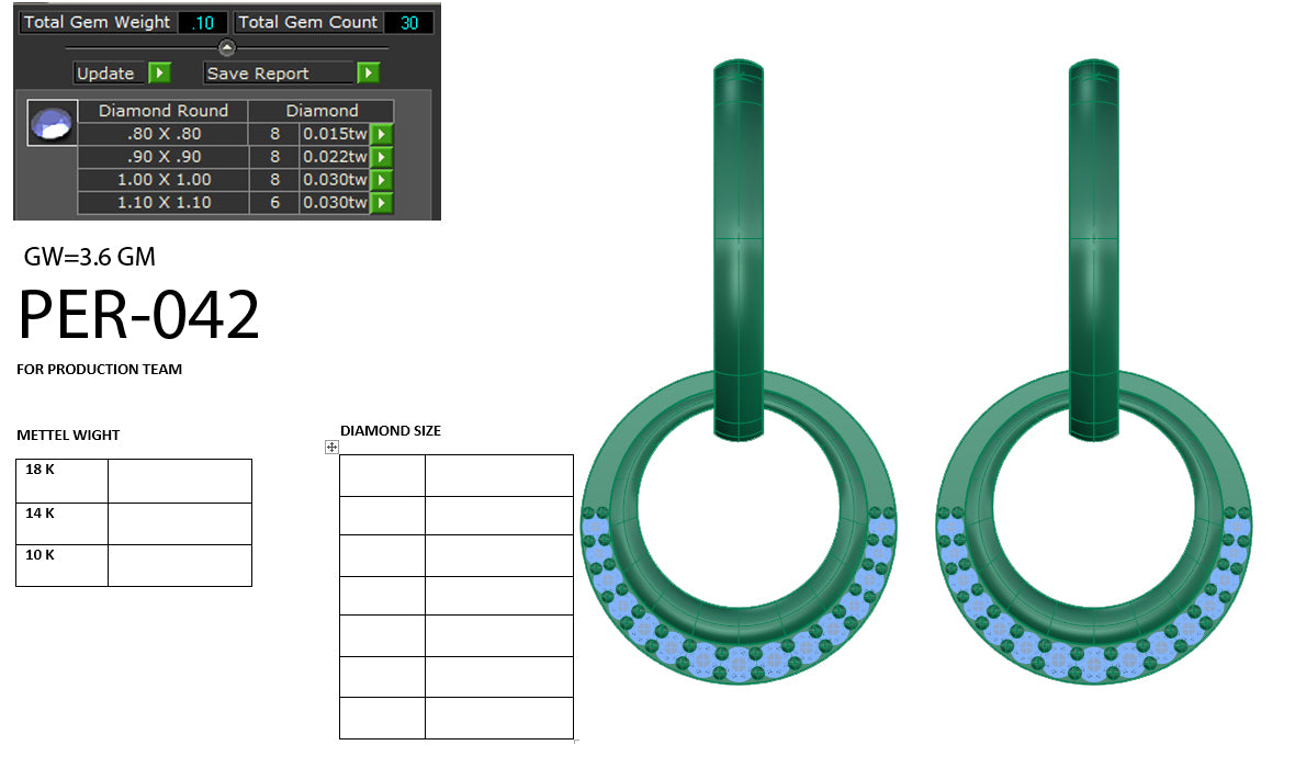 3D Jewelry Files Earring Model 3DM STL PER-042 DIA