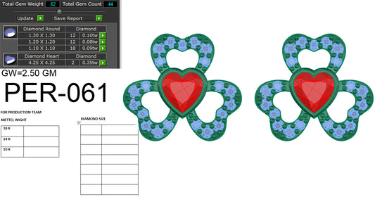 3D Jewelry Files Earring Model 3DM STL PER-061 DIA