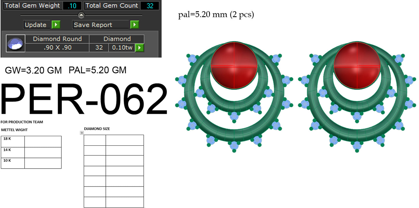 3D Jewelry Files Earring Model 3DM STL PER-062 DIA