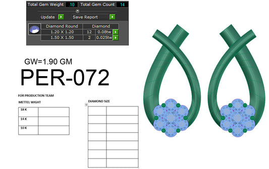 3D Jewelry Files Earring Model 3DM STL PER-072 DIA