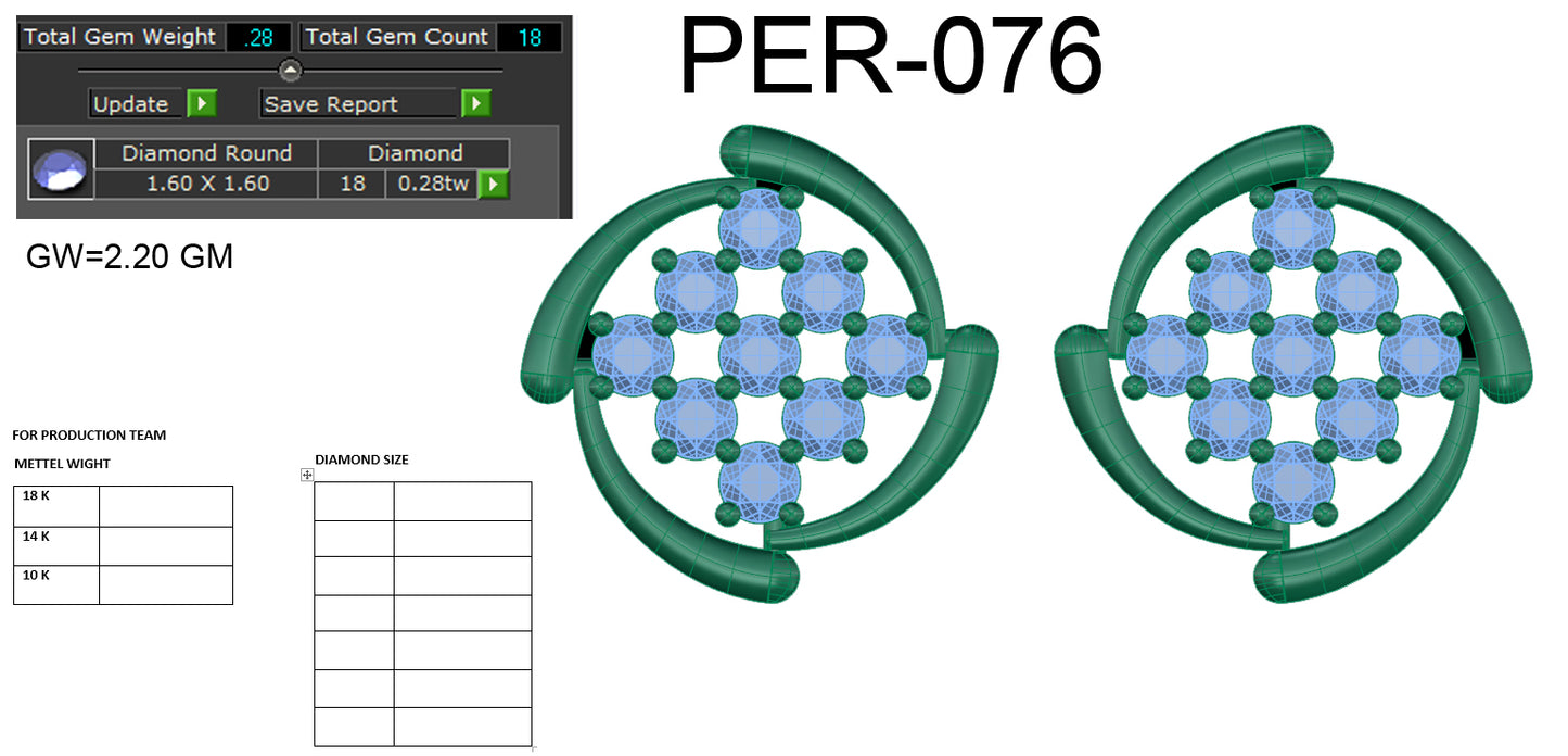 3D Jewelry Files Earring Model 3DM STL PER-076 DIA