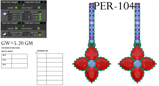 3D Jewelry Files Earring Model 3DM STL PER-104 DIA