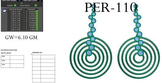 3D Jewelry Files Earring Model 3DM STL PER-110 DIA