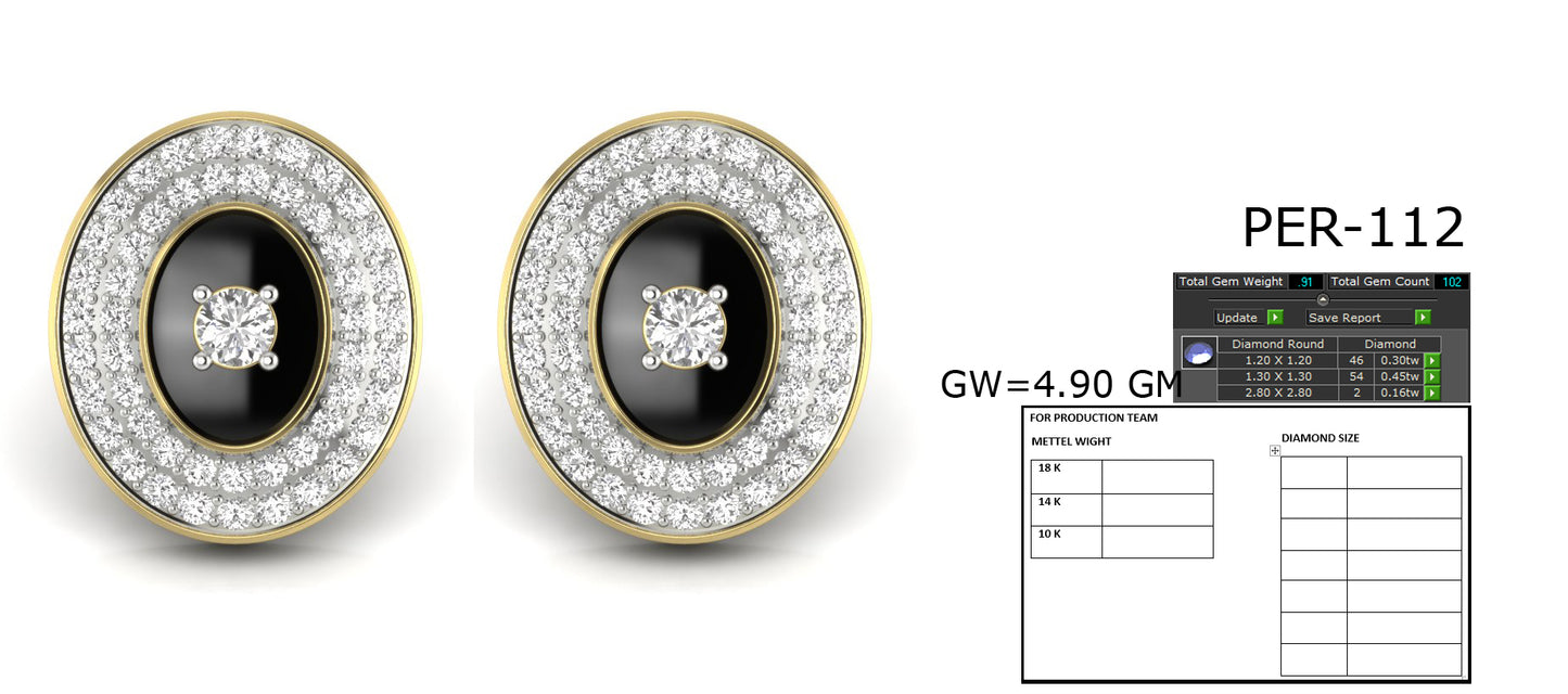 3D Jewelry Files Earring Model 3DM STL PER-112-DIA