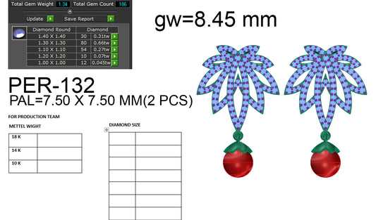 3D Jewelry Files Earring Model 3DM STL PER-132 DIA