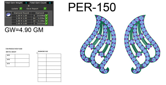 3D Jewelry Files Earring Model 3DM STL PER-150-DIA