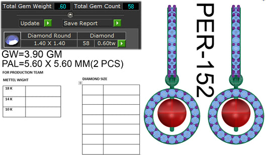 3D Jewelry Files Earring Model 3DM STL PER-152-DIA