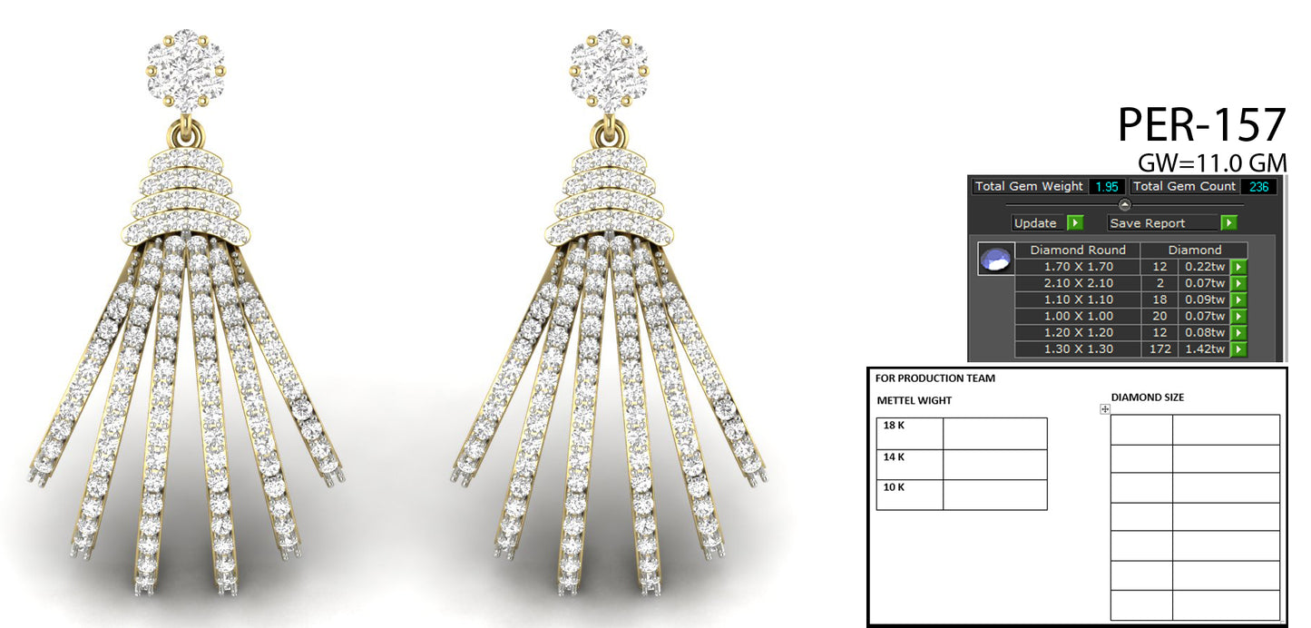 3D Jewelry Files Earring Model 3DM STL PER-157 DIA