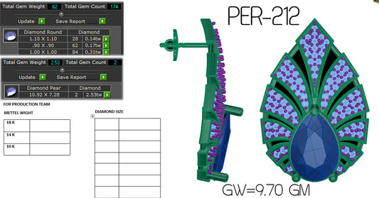 3D Jewelry Files Earring Model 3DM STL PER-212 DIA